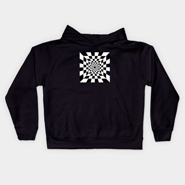 Psychedelic tunnel. Optical illusion. Black and white. Kids Hoodie by Ideas Design